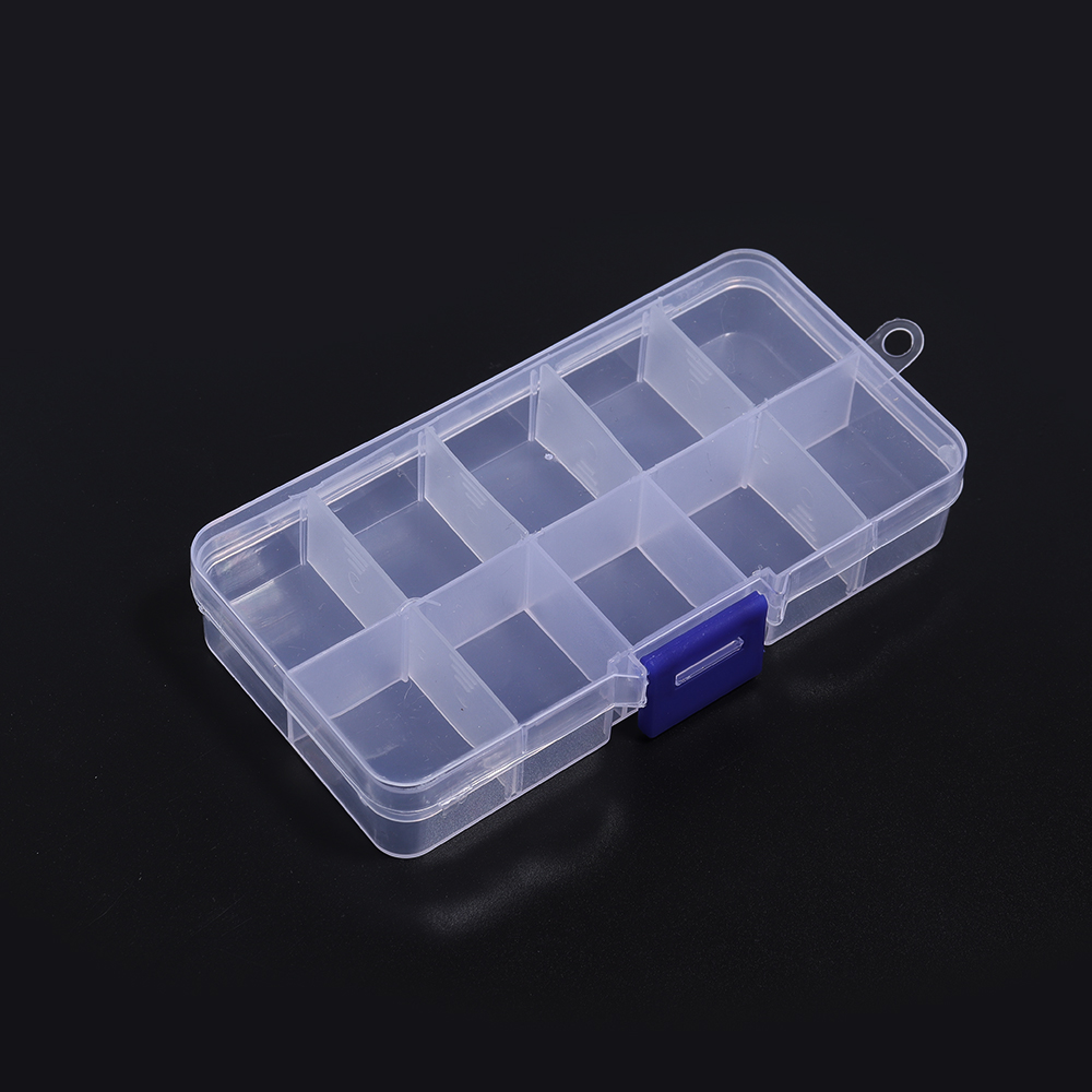 10/15 Grids Plastic Jewelry Box Storage Case Craft Jewelry Beads Earrings Compartment Adjustable Display Organizer Container: Gold