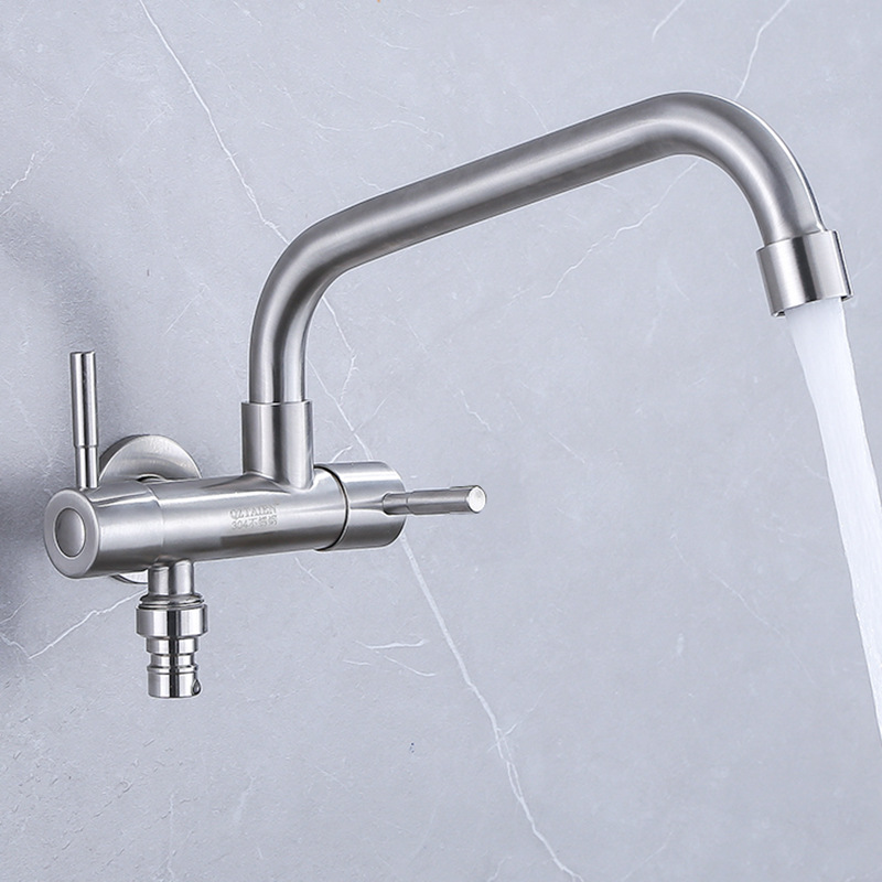 304 Stainless Steel Faucet One Into Two Out Multifunction Double-outlet Washing Machine Faucet Outdoor Garden Sink Faucet: Yellow