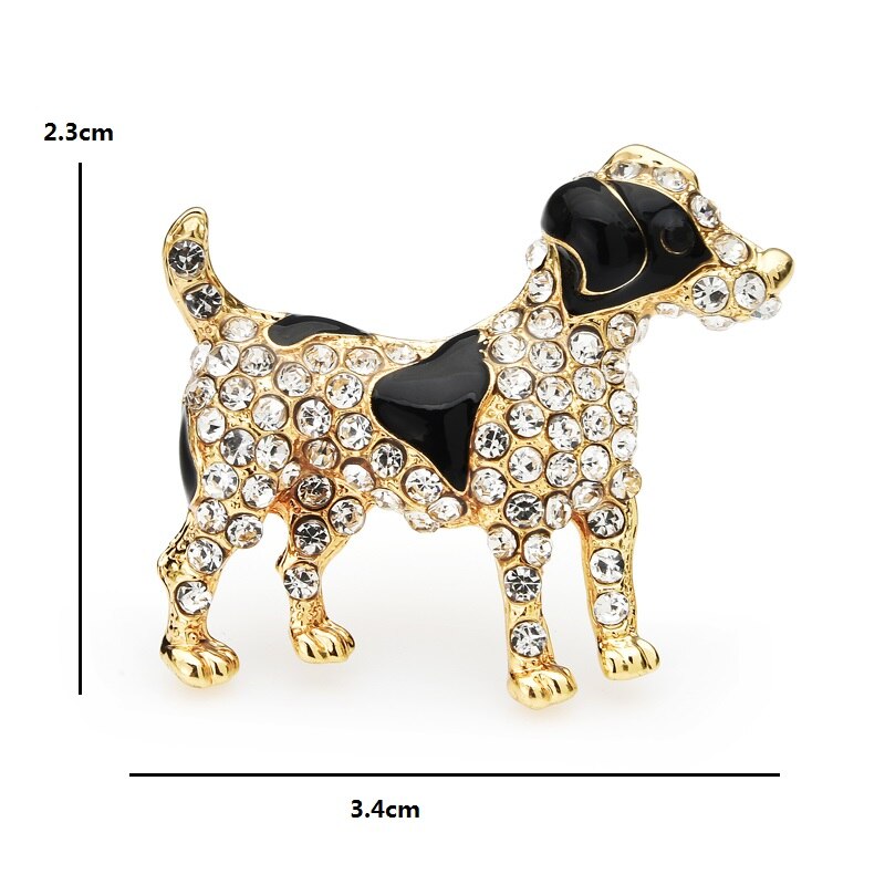 Wuli y esmalte lugar broches de perro de las mujeres Rhinestone perro Animal broche informal pines