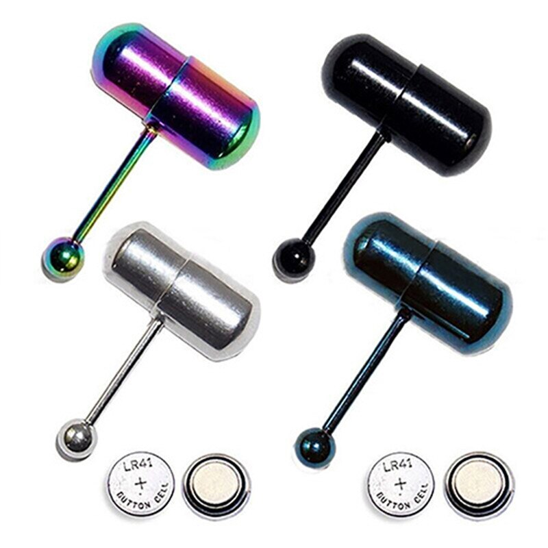 1Pcs Tong Ring Vibrerende Rvs Unieke Piercing Tool Stud Barbell Tong Ringen Voor Vrouwen Mannen Lichaam Sieraden