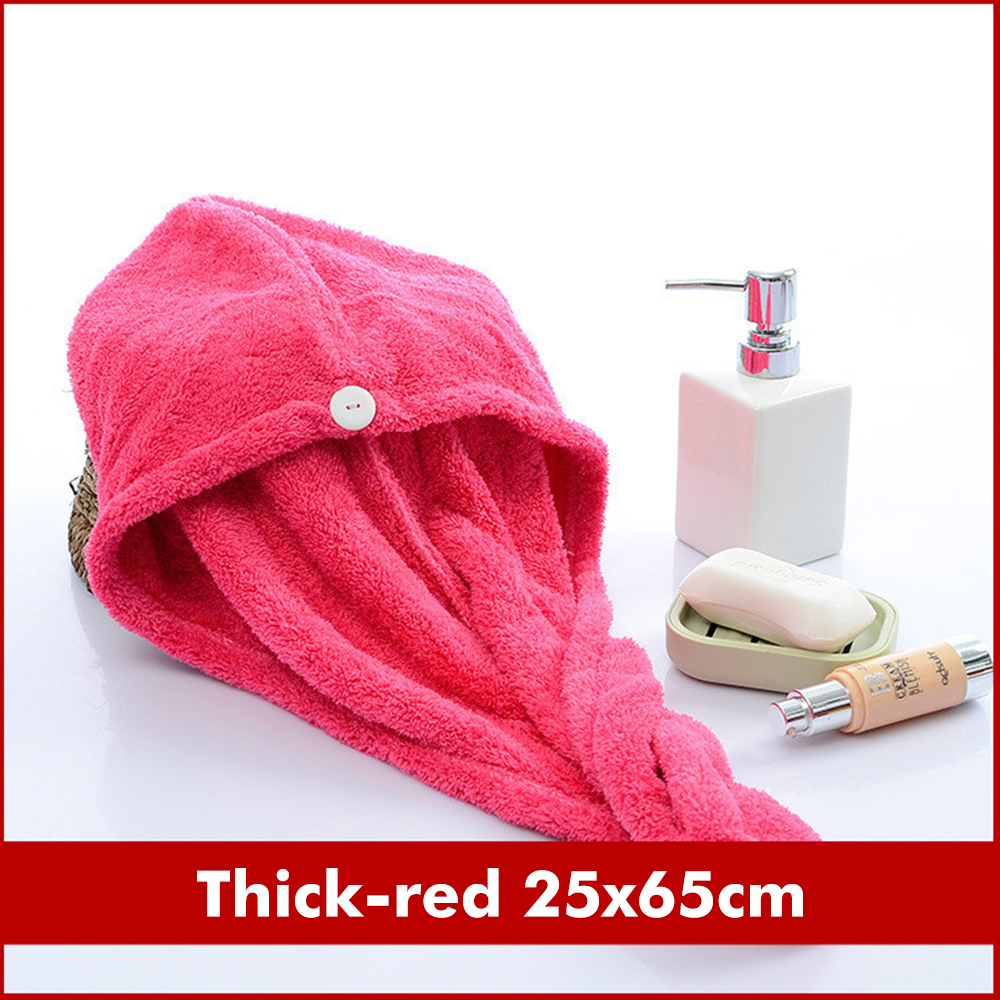 Rapid Drogen Haar Handdoek Microfiber Soft Huidvriendelijk Warp Hoed Snel Haar Drogen Cap Bad Tool Douche Handdoek Vrouwen Lady toallas: Red