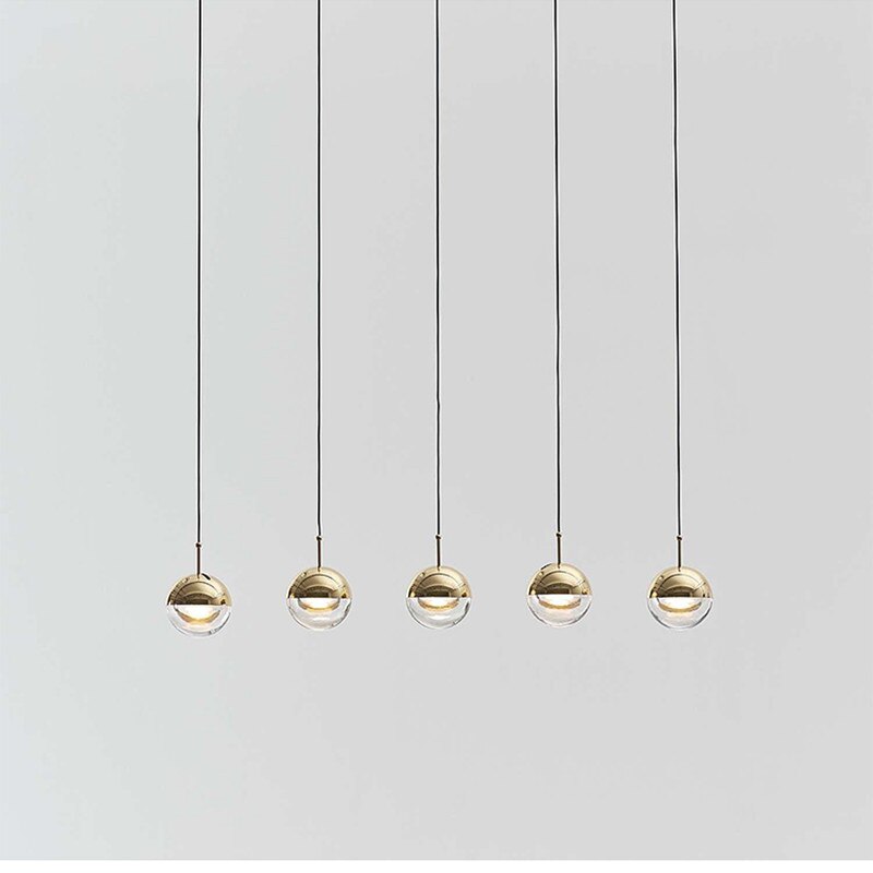 Nordisk rosa guld glaskugle pendel lys gang stue sengebord middag decro led lysarmaturer