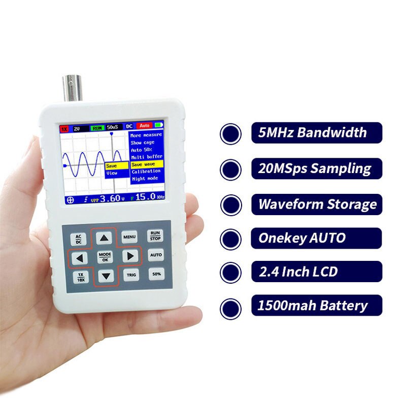 Cleqee DSO PRO 5MHz Handheld Mini Digital Oscilloscope 20MSps Sampling Rate Portable Device: DSO PRO