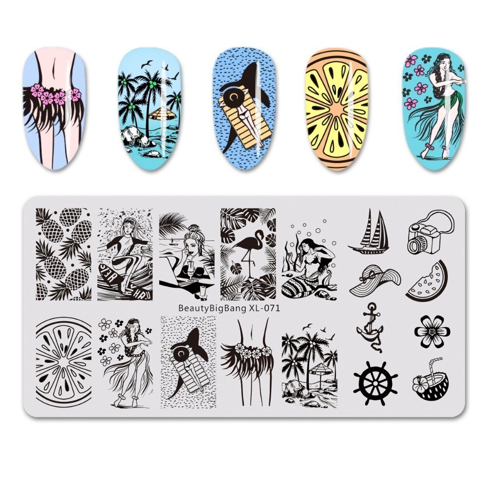Beautybigbang alla hjärtans dag nagelstämpling tallrikar kärlek hjärta blommor stämpling för naglar diy nail art mall bbb xl -046: 71