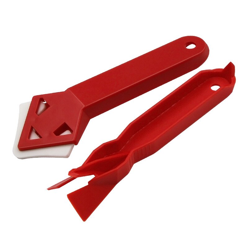 2pcs/set Scraper Tool & Caulking Tool Silicone Glass Cement Scraper Tool Shovel Angle Glue Shovel Floor Cleaning Sealant Kitchen: Red