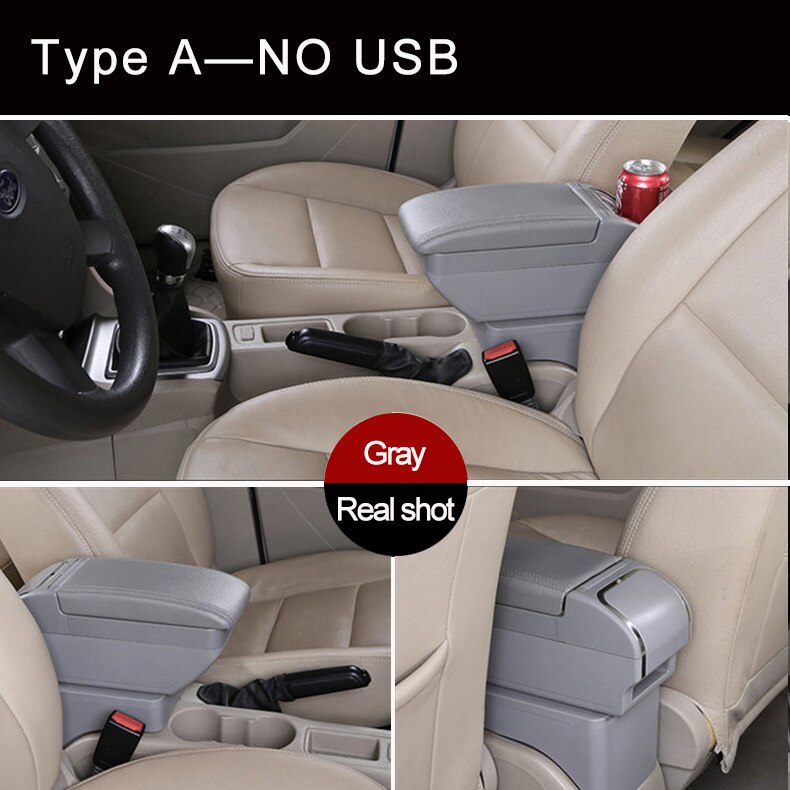 Boîte universelle d'accoudoir de voiture Auto accoudoir Central Pad Interface Usb Automobile boîte de rangement intérieure pièces de modification réglables: A Gray