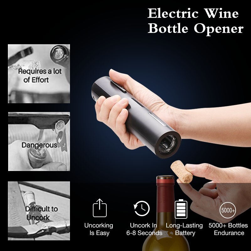 Ouvre-bouteille de vin électrique Rechargeable tire-bouchon coupe-feuille ensemble ouvre-bouteille automatique pour ouvre-boîte de cuisine de vin rouge ouvre bouteille