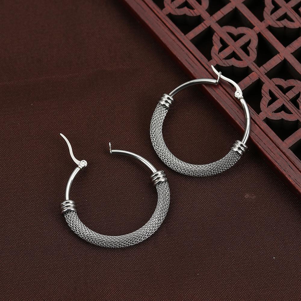 Doreen Box 304 Edelstahl Hoop Ohrringe Silber Farbe Runde Ohrringe Schmuck Post/Draht Größe: (18 gauge), 1 Paar