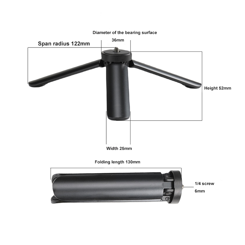 Aluminum Alloy Mini Tripod 1/4 Screw Mount Projector Stand Fill light Camera phone Holder Stabilizer Desktop Portable Tripod: Default Title