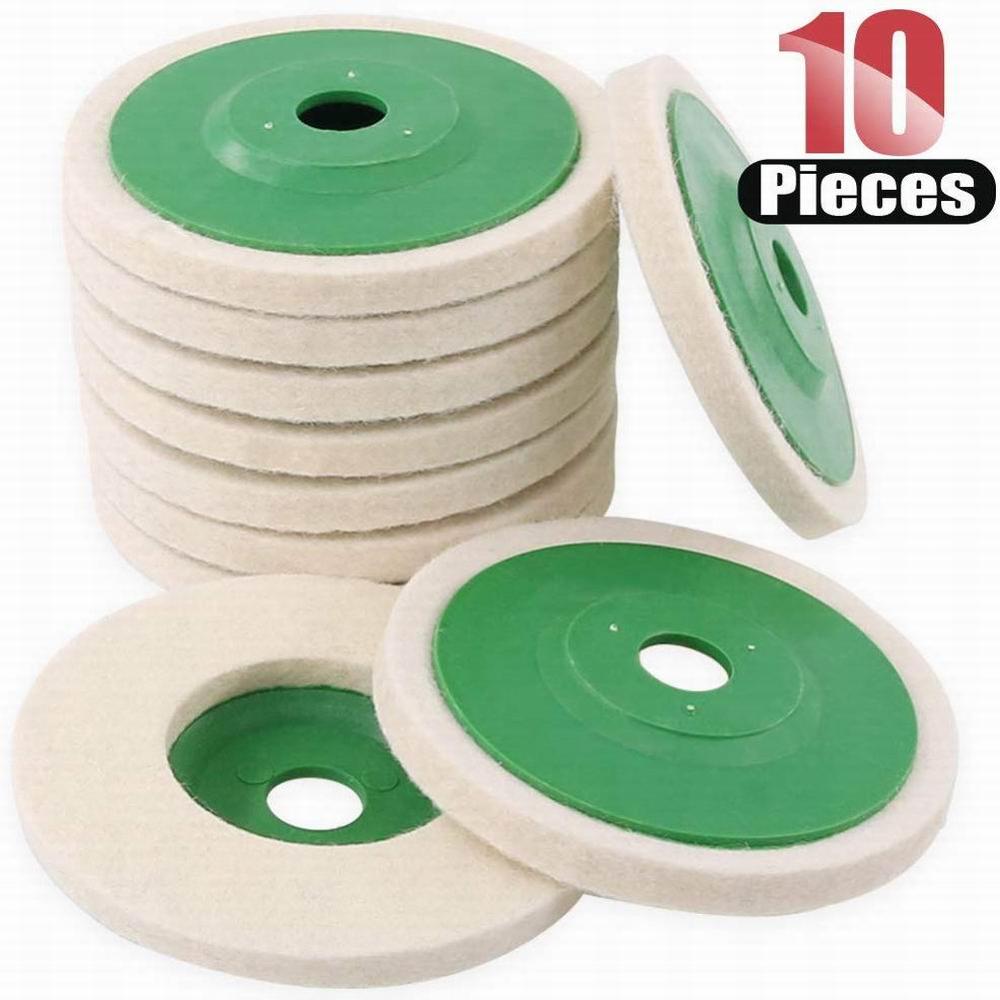10 pièces/ensemble laine polissage roue Beige tampons de polissage meulage Angle meuleuse roue feutre polisseuse disque pour inox aluminium: Default Title