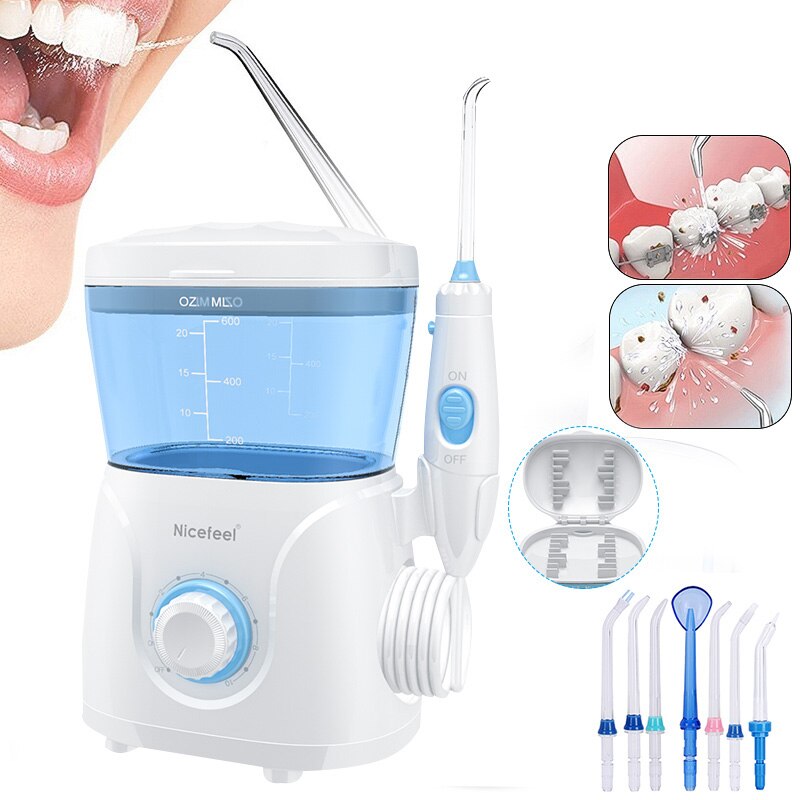 Nicefeel FC166 Water Dental Flosser 600ML Electric Oral Irrigator Care Dental Flosser Water Toothbrush Dental SPA with 7pcs Tips: Default Title