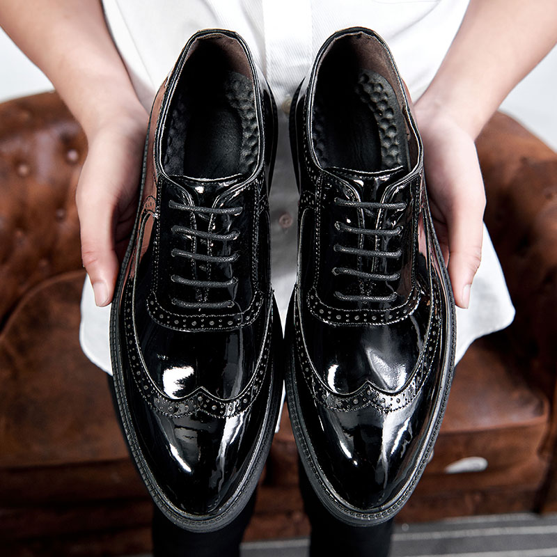 Herre mærke afslappet bryllupsfest kjole udskæring bullock laksko herre sort oxford sko brogue sneakers