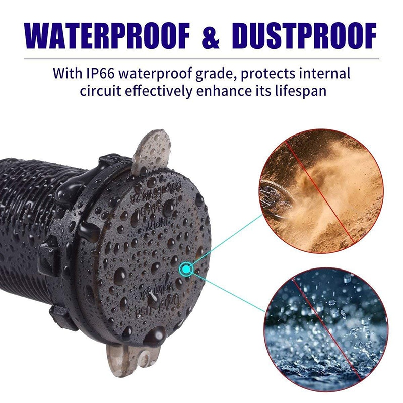 Eafc 12-24V Dual Usb Lader Socket Waterdichte Stopcontact 2.1a 10a Zekering Voor Motorfiets Auto Vrachtwagen Boot Adapter Aansluiting
