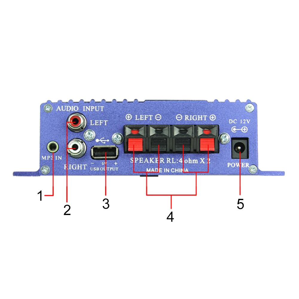Bluetooth Hi-Fi Digital Stereo Amplifier Booster Radio 2 Channel for Car Home with Remote Control US Plug