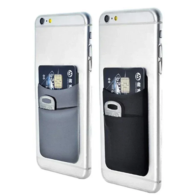 Custodia a portafoglio per telefono con buste per carte adesive autoadesive, porta carte di credito e tasca per cellulare in silicone per uomini e donne