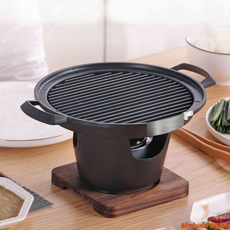 Mini Parrilla de barbacoa japonesa, estufa de Alcohol para una persona, parrilla de barbacoa sin humo para el hogar, placa de horno al aire libre para barbacoa, utensilios para asar carne