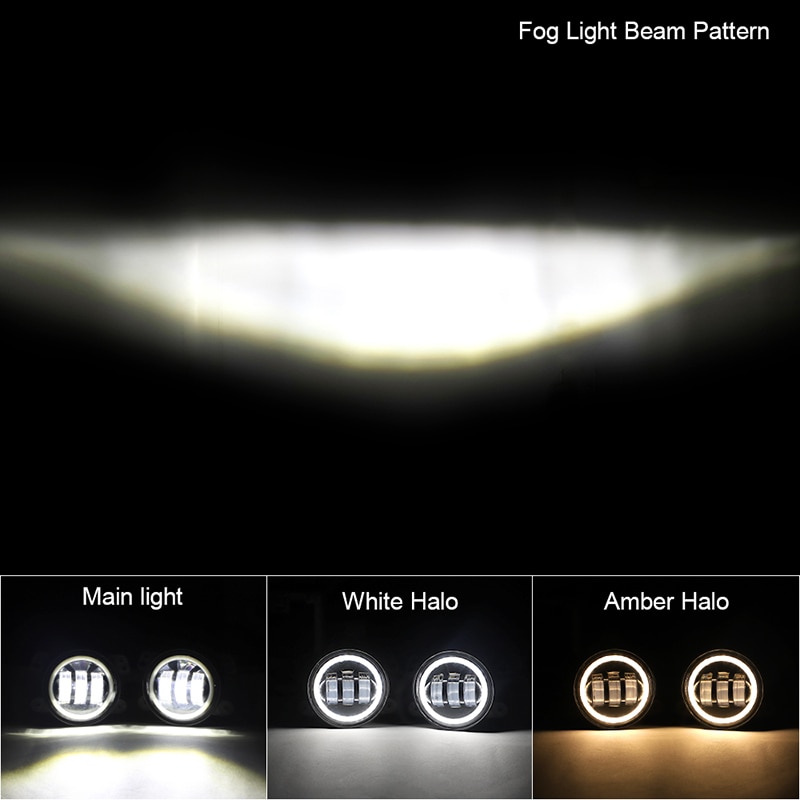 4 Inch mini LED Fog Light 7D with White Amber halo 6000K waterproof 12V 24V For Universal fog Light Projector Lenses three style