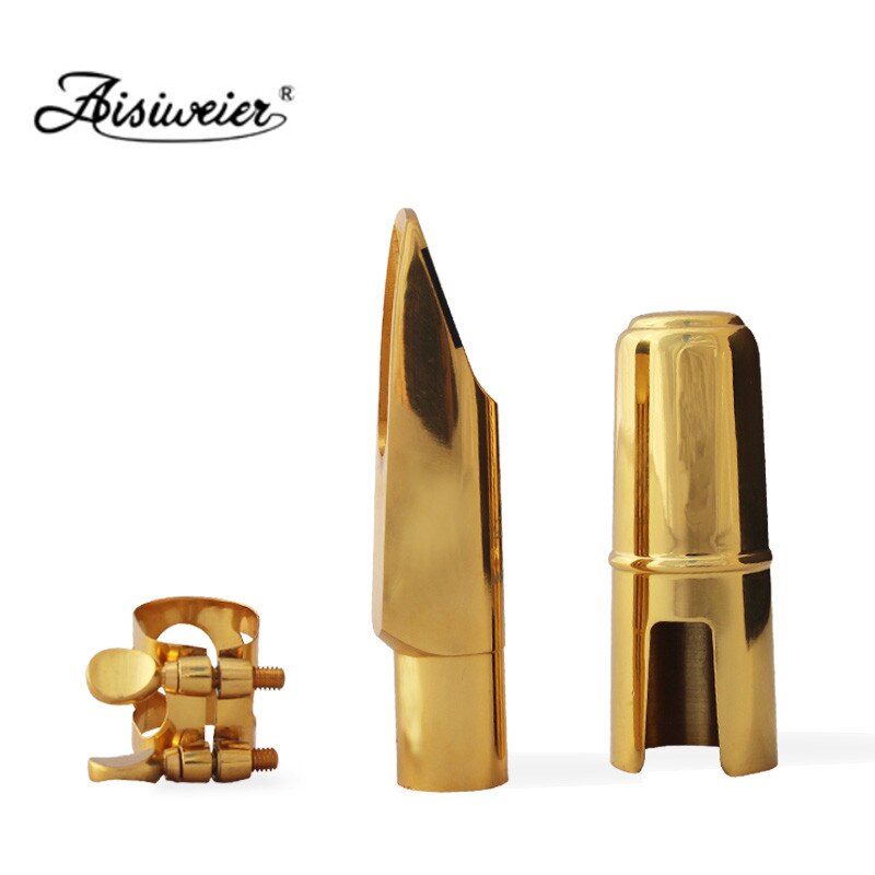 Aisiweier Tenor Soprano Alto Saxophone Metal Mouthpiece Gold Lacquer Mouthpiece Sax Mouth Pieces 56789