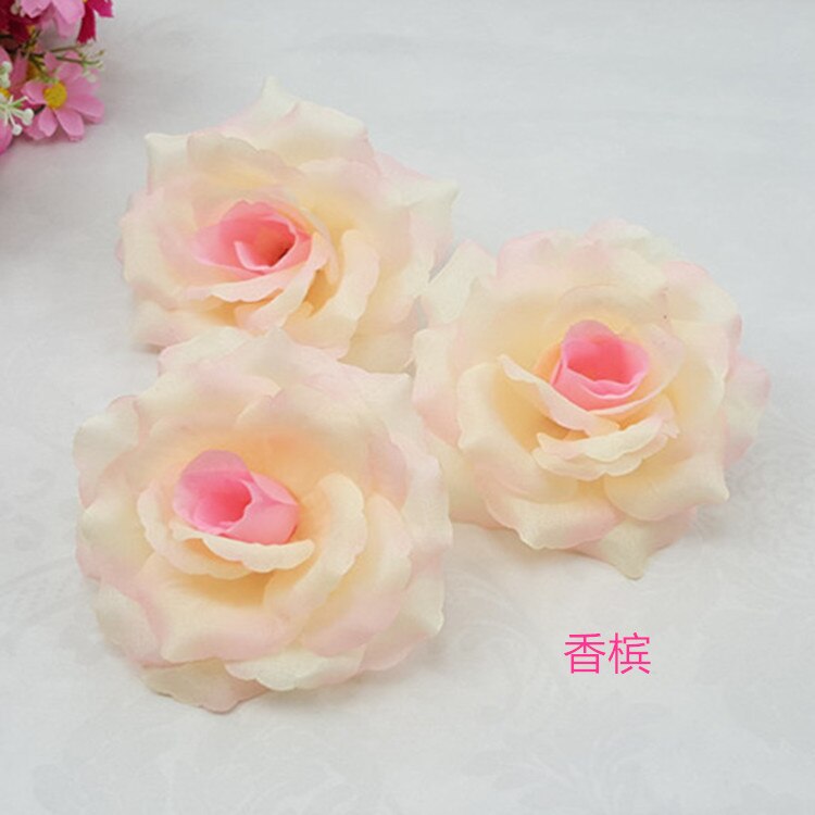 Fleur artificielle de 10cm 1 pièce | Fleur noire en soie toucher réel, tête de fleur, décoration bricolage pour fête de mariage familiale: champagne