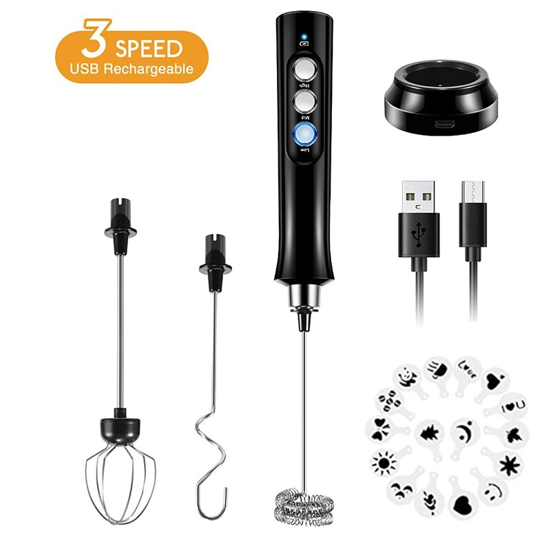 Melkopschuimer Handheld, Usb Oplaadbare 3 Snelheden Mini Elektrische Melkschuim Maker Blender Mixer Voor Koffie, Cappuccino
