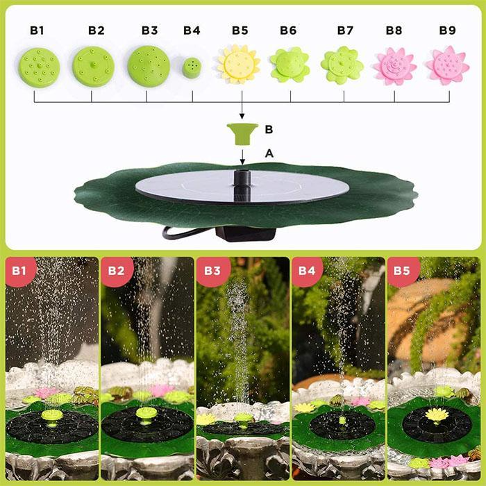 Floating Solar Fountain Garden Waterfall Fountain Pool With Solar-Battery 2.5W Panel Kit Heads Garden Decor