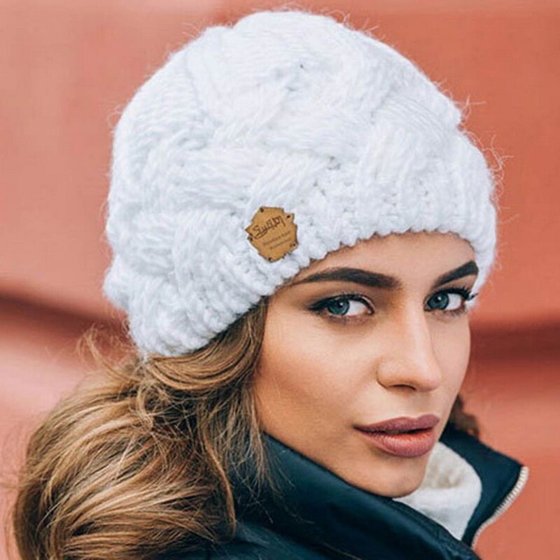 Knit hats For Women Beaines winter Breathable Hip-hop Gorras Simple Hat Warm Solid Casual Lady Knitted cap: white