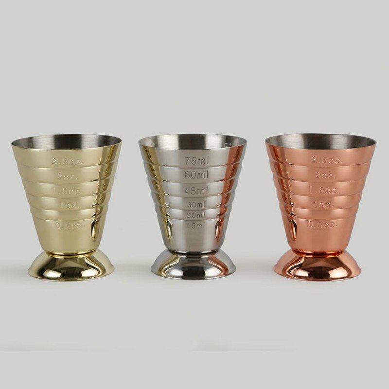 75ml / 2.5oz / 5 Tpsp Magic Measuring Cup Stainless Steel Ounce Cup Wine Bar Wine Scale Measuring Cup