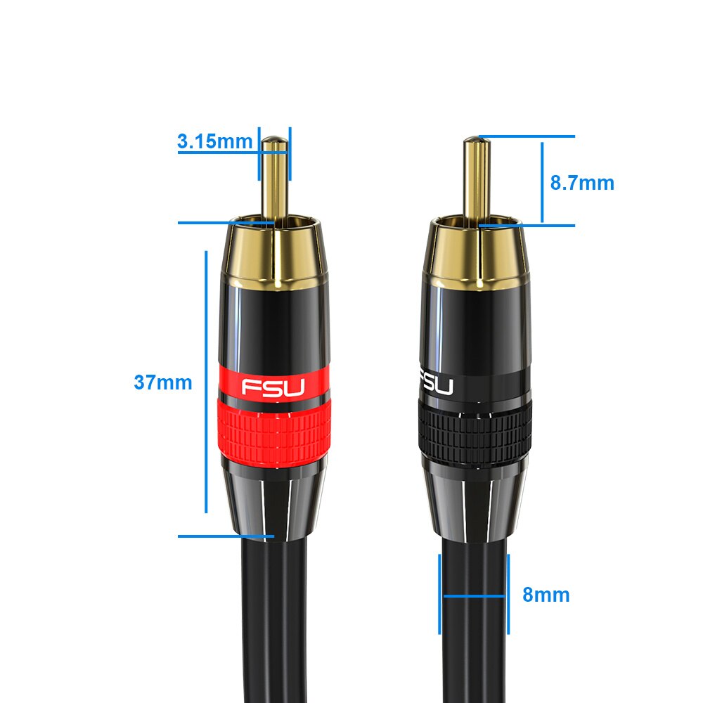 Audio Rac Kabel Stereo Rca Naar Rca Coaxiale Kabel Man Op Man Voor Tv Home Theater Versterker Dvd 0.5 M 1 M 2 M 3 M 5 M