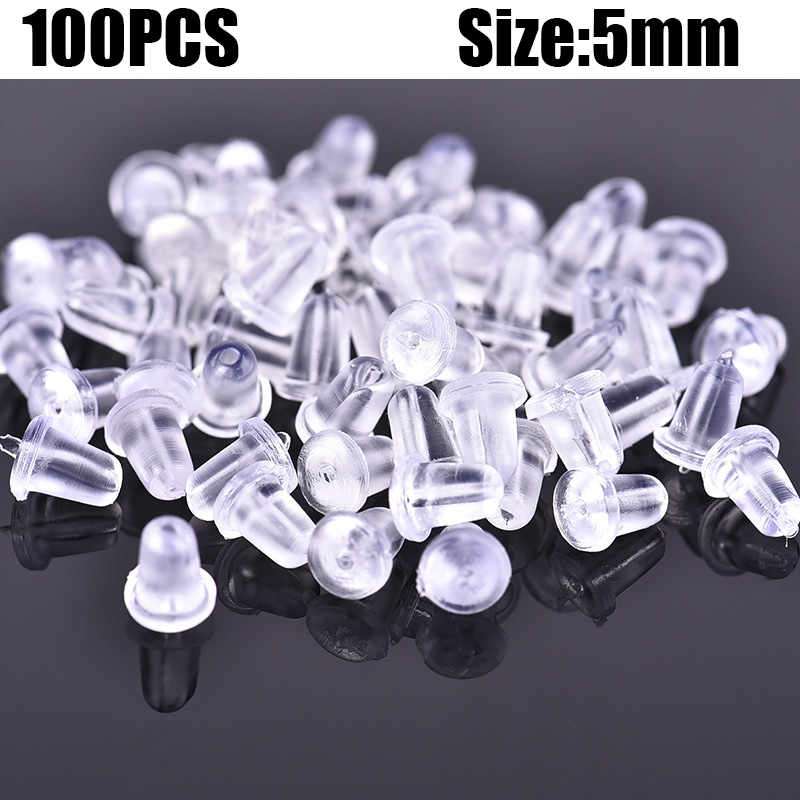 500 Uds caja de tapones para los oídos aleación de goma de silicona transparente pendiente cierre pendientes Kit de accesorios DIY joyería hacer hallazgos de gancho para las orejas: Blanco