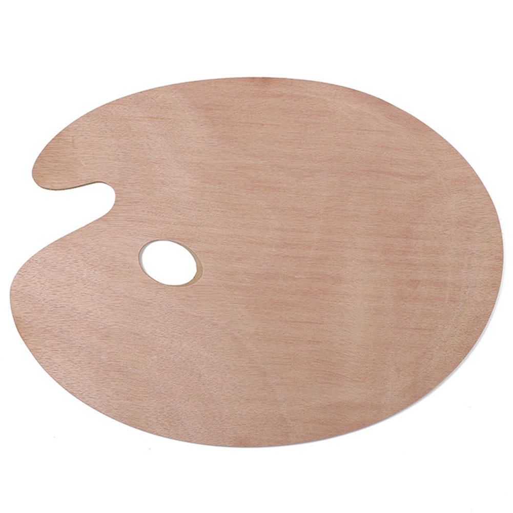 Paleta ovalada de madera para pintura al óleo, bandeja de acrílico liso con agujero para el pulgar, suministros de Arte de madera ecológica