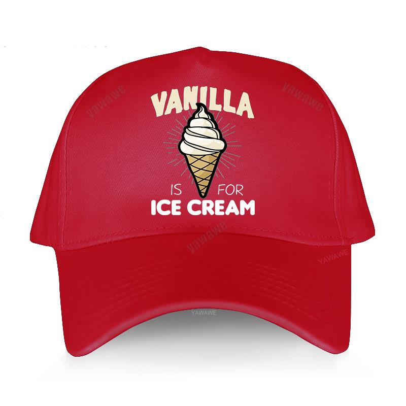 cotton unisex Adjustable Baseball Cap VANILLA ICE CREAM Man Women Summer Hat: red