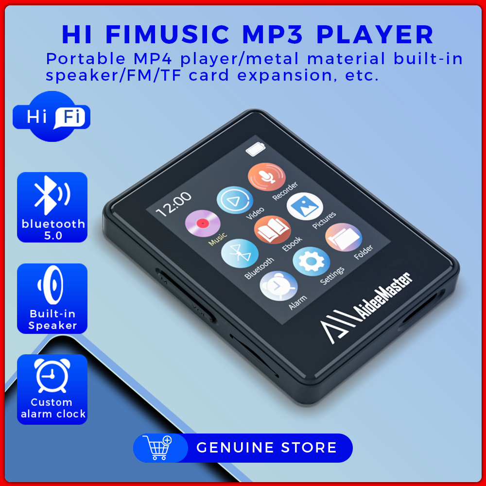 AideeMaster Portable BT MP3 Player Wireless Mini Digital HiFi Lossless Sound Music Players Small Black Walkman Audio Player
