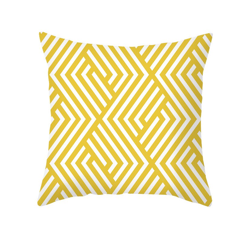 Housse de coussin carrée jaune à imprimé géométrique, taie d'oreiller de 45x45cm, de Style moderne, décorative pour la maison, avec des lettres marguerite à rayures: 7
