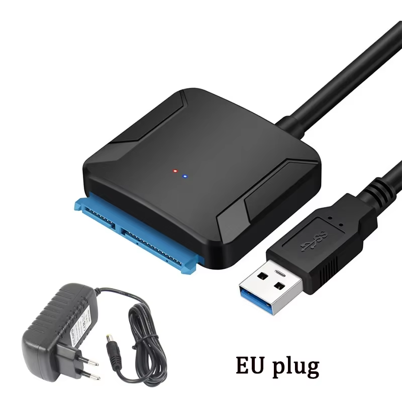 SATA 3 zu USB 3.0 Adapter SATA III Kabeladapter Externes Festplattenkonverterkabel für 2,5/3,5 Zoll HDD SSD mit Netzteil