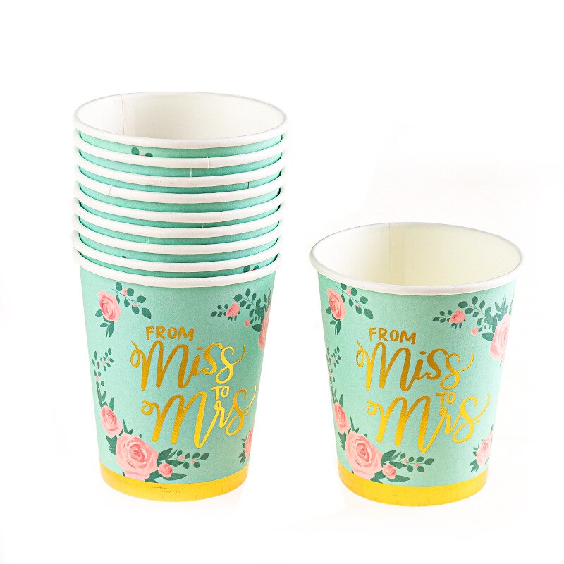 10 Stuks Wegwerp Servies Set Wegwerp Papier Cup Goud Roze Streep Voor Gelukkige Verjaardag Decoratie Feestartikelen (250Ml)