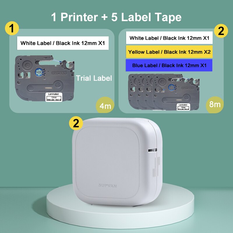 Supvan G10E Labeler Thermal Transfer Label Maker Bluetooth Connect Desktop Laminated Labeling Machine Printers for Home Office