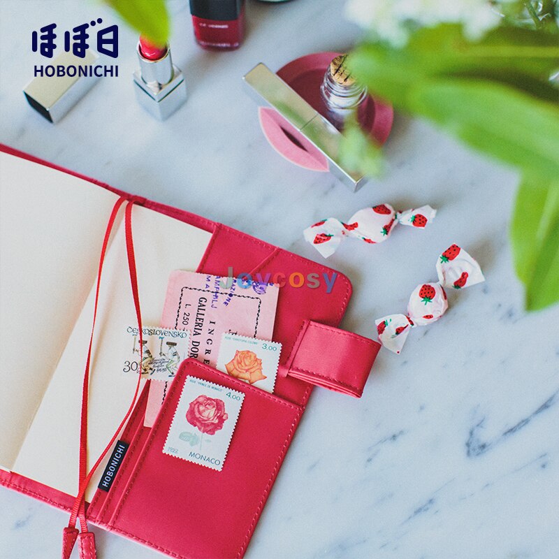 Hobonichi Techo Originele &amp; Planner Cover [A6 Cover Alleen] Leer: Aardbei Roze, hoge Italiaans Leer, Schoolbenodigdheden