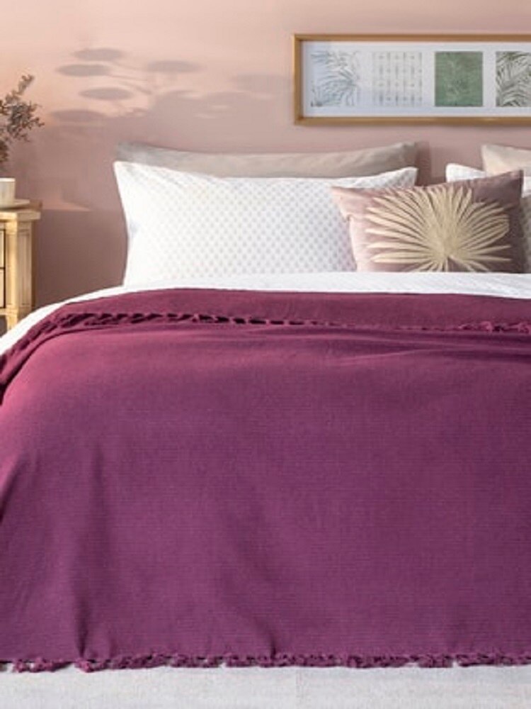 Engels Thuis Plaid Katoen Dubbel Bed Cover 240 X260 Cm Navy Blauw/Bordeaux/Grijs Dubbele, Katoen