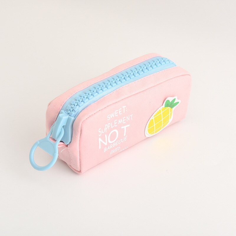 Estuche escolar con cremallera grande, bolsa de lápiz con motivos frutales, papelería, organizador de lona de piña limón, bolsas de almacenamiento para bolígrafos, oficina: B