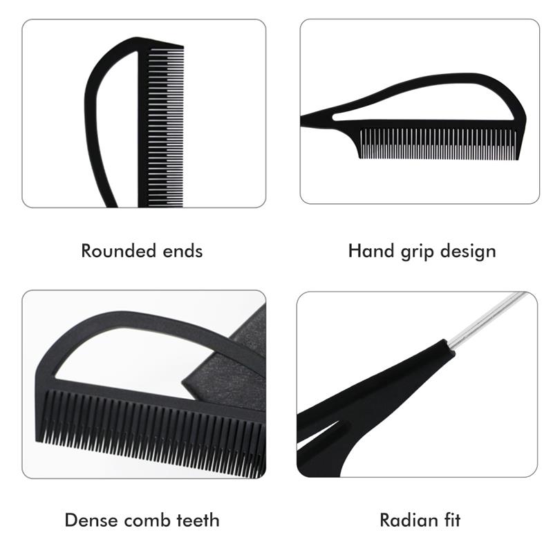 Kappers Kam Stalen Tip Staart Kam Hoogglans Haar Kam Rvs Handvat Haar Kam Anti-Statische Styling Care haar Kam