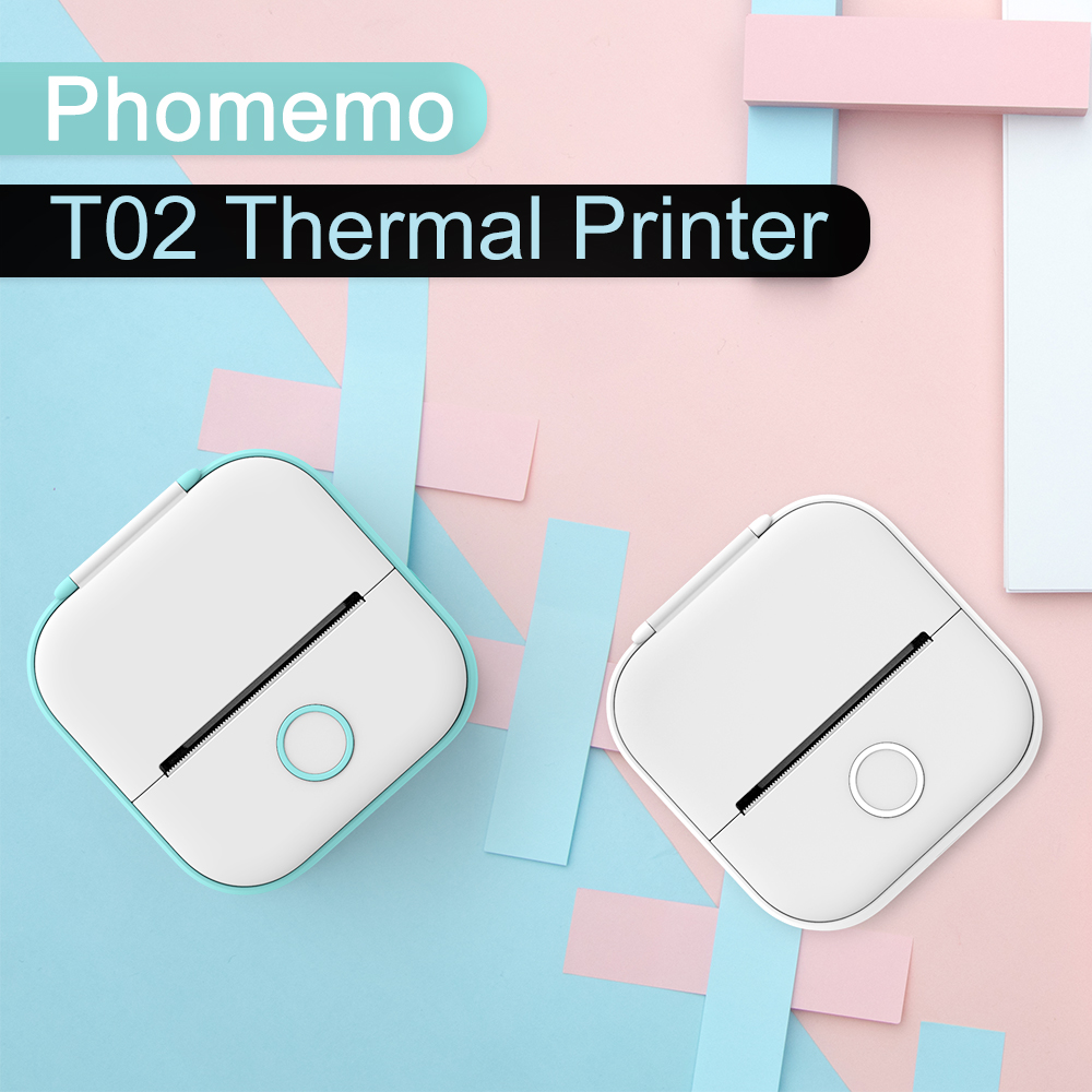 Phomemo T02 – Mini-imprimante thermique Portable sans encre, création d&#39;autocollants, sans fil, pour Journal intime et étude