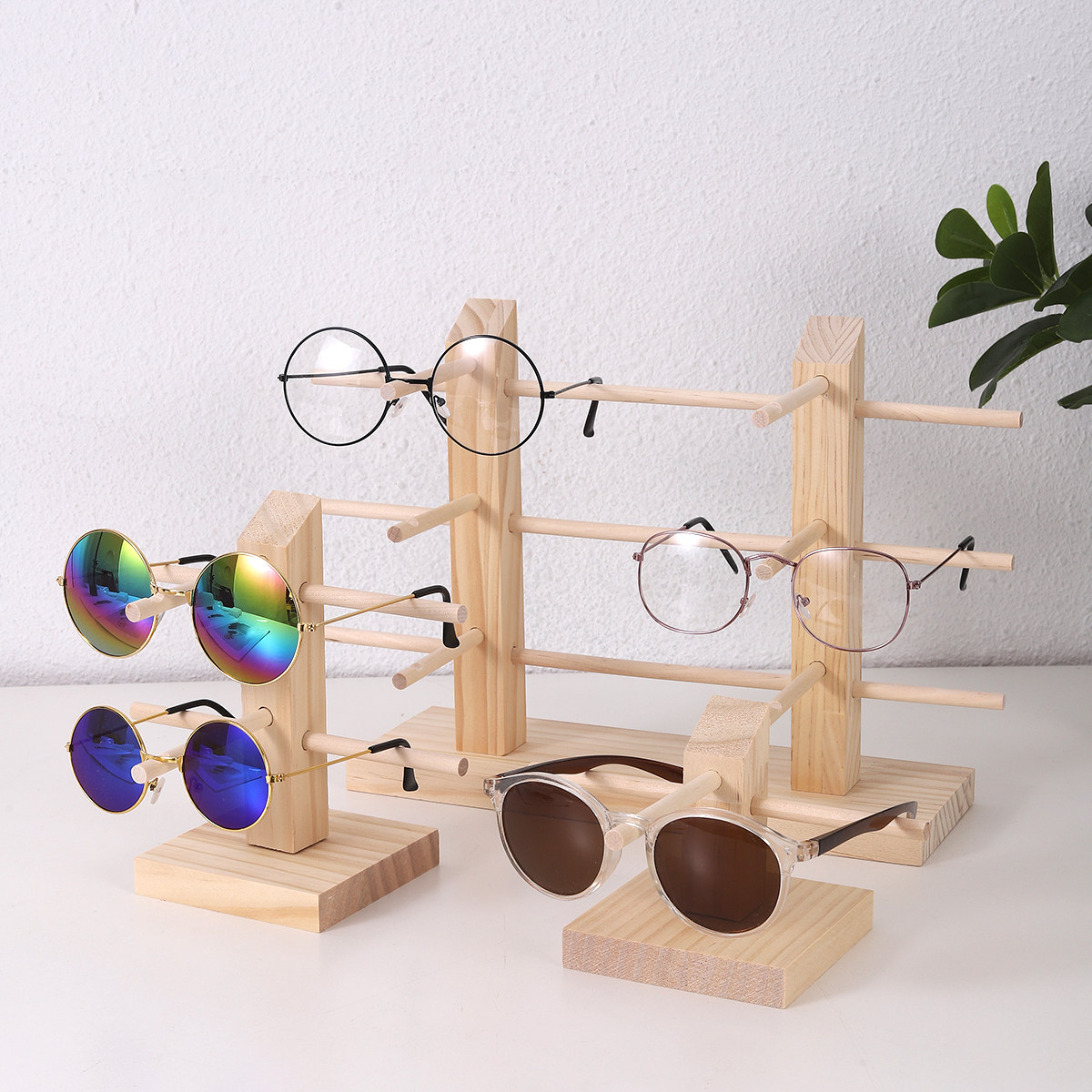 Estantes de exhibición de gafas de sol de madera multicapa, soporte de exhibición para gafas, soporte de joyería para múltiples pares, escaparate de gafas para mujer