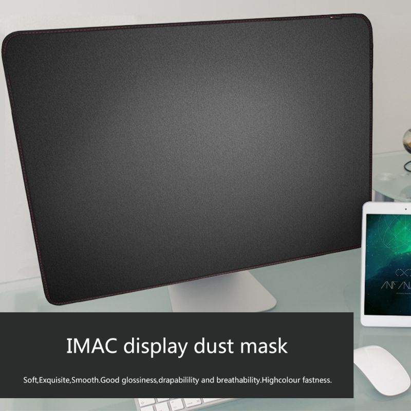 Zwarte stofdichte hoes, waterdichte pu-leren beschermhoes met/zonder vak voor apple imac macbook 21/27 inch scherm