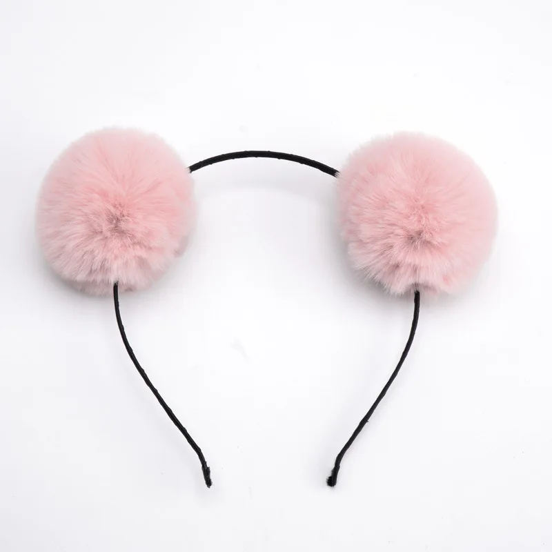 Schattige pomponbal oortjes pluizige balletjes leuke haarband haarband mooie haaraccessoires: Ander