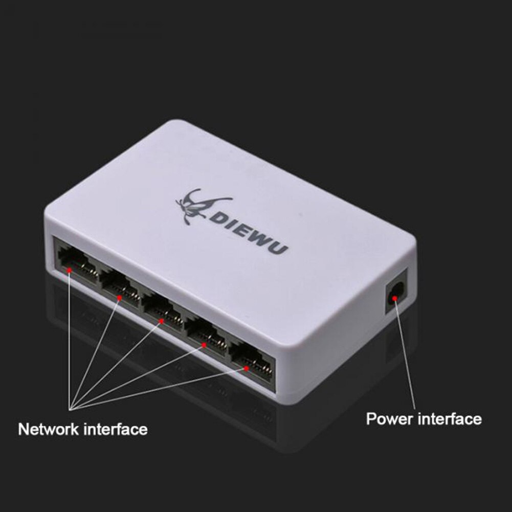 Home 5 Port Mini Hub Splitter Ethernet Switch Self Adaptive Wall Hanging 100 Mbps Desktop Network Universal LAN Full Half Duplex