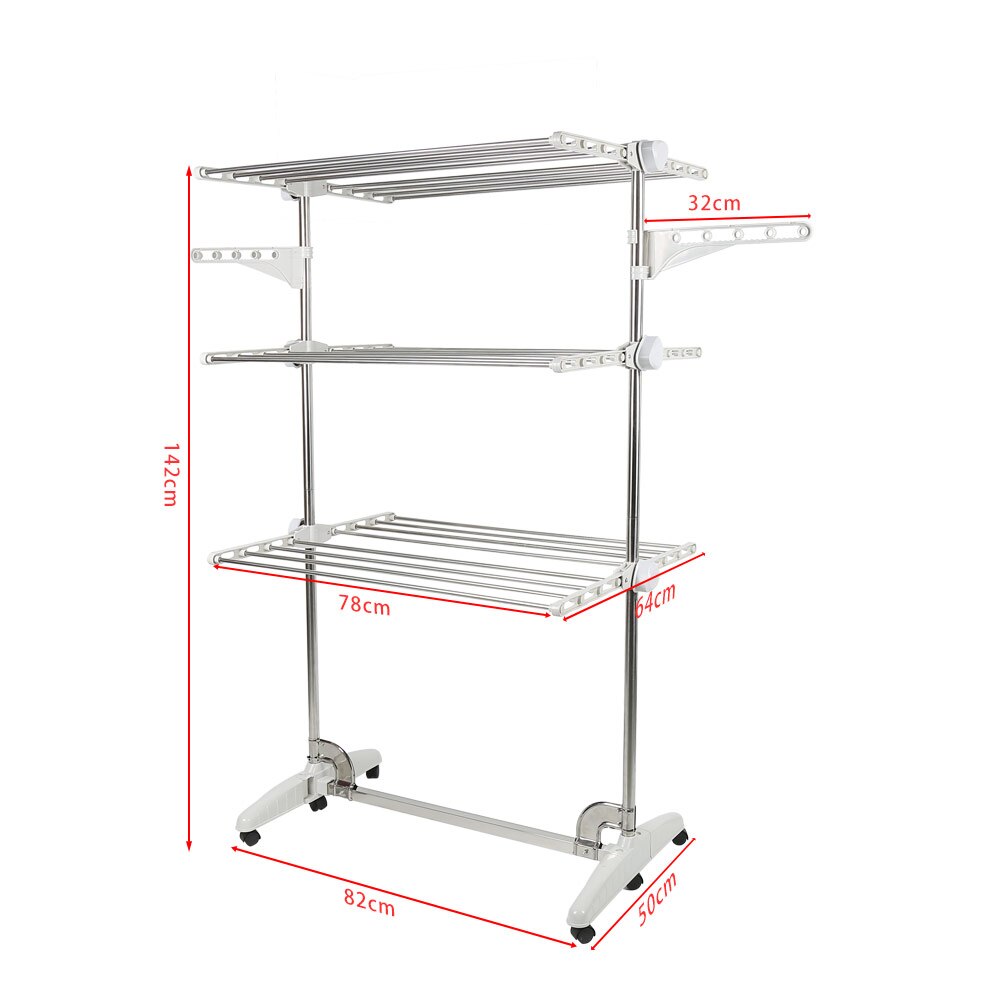 3-layer Laundry Drying Racks Clothes Hanger Multifunction stainless steel Hangers Foot Holder foldable Storage Rack HWC