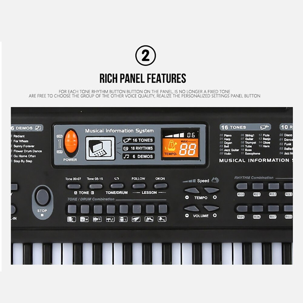 61-Key Digital Electric Keyboard Portable Piano Multi-Functional Keyboard With Microphone Music Keyboard For Kids Children