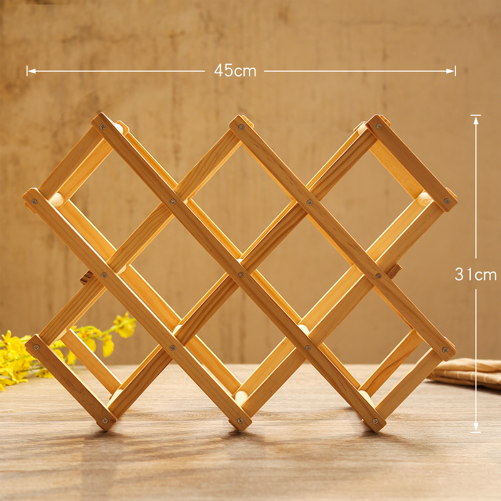 10 bottle foldable wine rack wooden wine holder Household kitchen bar wine display stand decoration Barware Supplies mx9181033