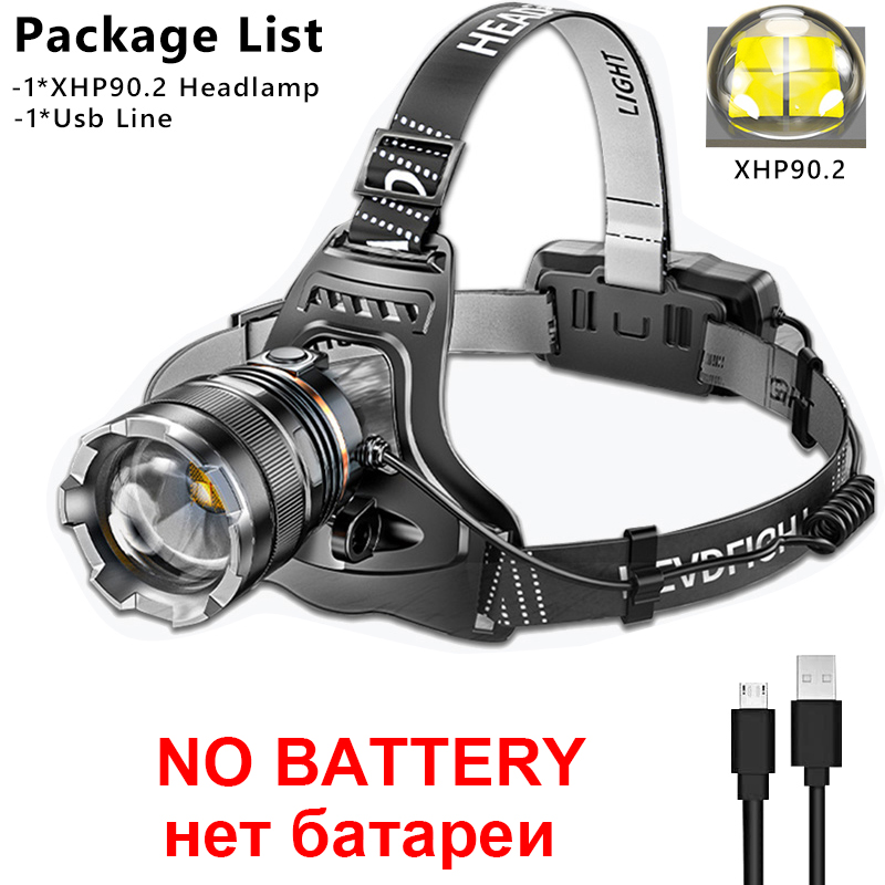 1000000 LM LED faro Sensor XHP90.2 uso de faro 2*18650 batería linterna USB recargable lámpara de cabeza linterna: Azul / Beige