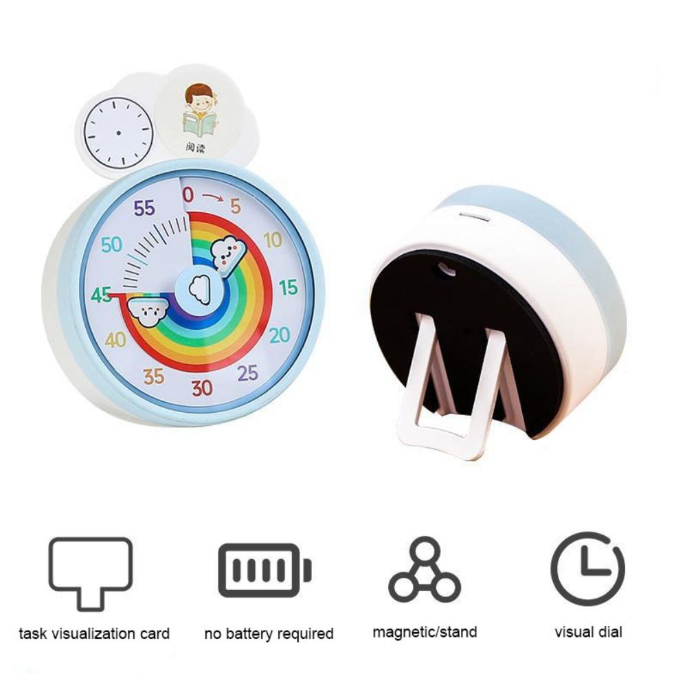 Visual Desk Timer Cartoon Silent Operation Countdown Timer Multifunctional Rainbow Pattern 60 Minutes Alarm Clock Kids Learning